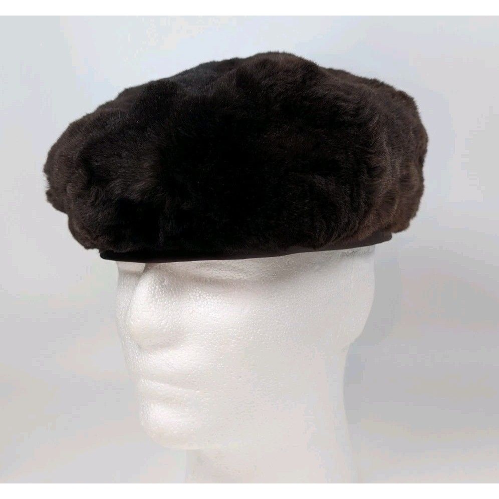 Union Made Vintage Brown Faux Fur Hat Women’s Winter Cap Soft Plush Lined